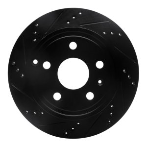 Chevrolet Equinox Brake Rotor (1) - Rear Left - R1 Concepts - Drilled & Slotted - Black - `10-`17